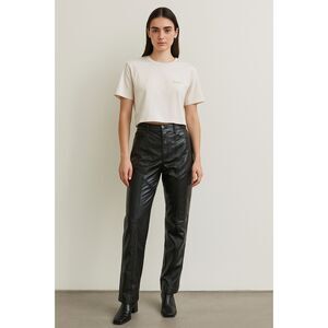 Wilfred ARITZIA Black Faux Leather Straight Pants Trousers   Women's Size Small